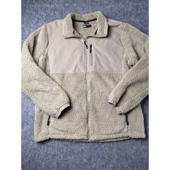 32 Degrees Fleece Jacket Women's Large Beige Regular Fit Long Sleeve Full Zip - Picture 3 of 6